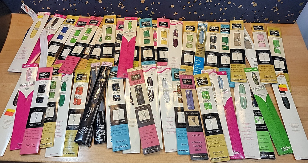 Vintage Colorful Talon Zippers Lot 50 Pieces Lot Diff Styles, Lengths, Colors